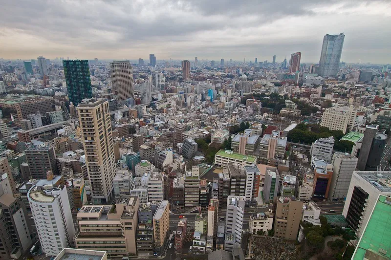 高台から見下ろした東京の街並みの写真
